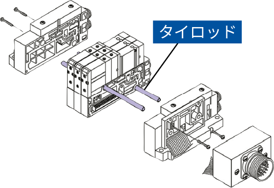 タイロッドタイプマニホールドをタイロッドおよび接合金具により連結(jié)。マニホールドのねじれに強(qiáng)い。